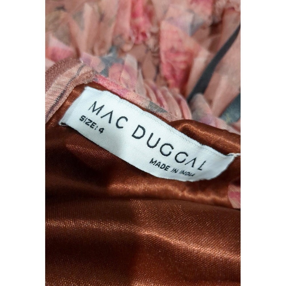 Mac Duggal Floral Ruffle Cutout Halter Neck Cocktail Dress Size 4 - Picture 6 of 7